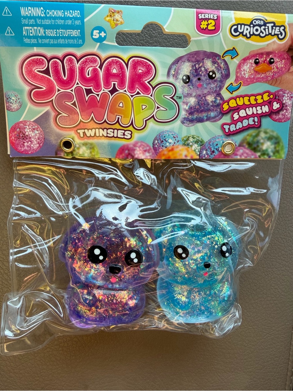 Sugar Swaps Twinsies Glitter Squeeze Toy - Purple & Blue DOGS